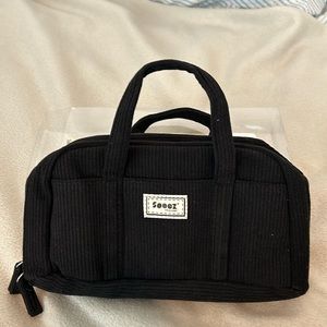 Large pencil case corduroy black with handles
